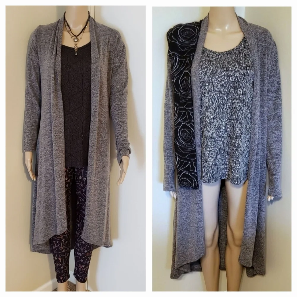 CP All-Season S Black Gray Heathered Long Sweater Jacket w Pockets NWT Nice Gift - Picture 6 of 10